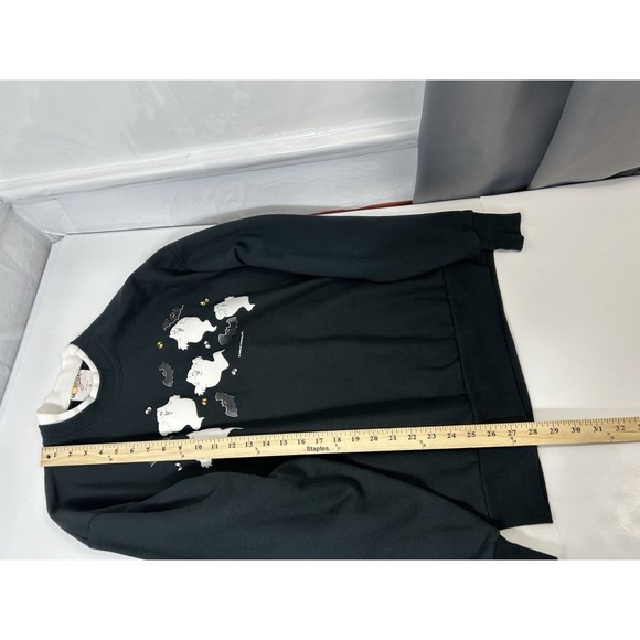 Hallmark Vintage Halloween Sweatshirt Ghosts Bats Black Size Large Made USA - Picture 7 of 13